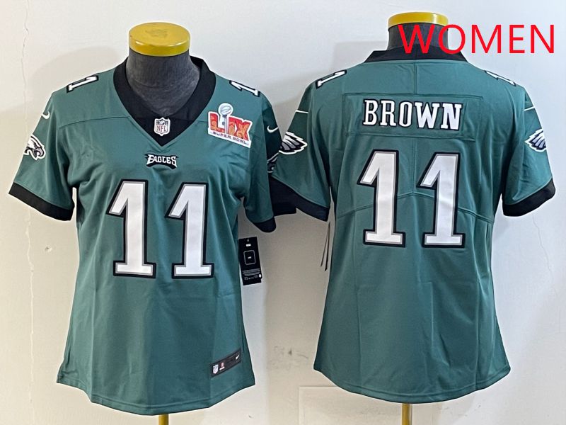 Women Philadelphia Eagles 11 Brown Green Second generation 2025 Nike Limited NFL Jersey style 2